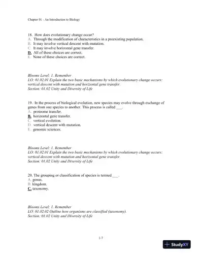 Test Bank For Biology, 3rd Edition - Page 8 preview image