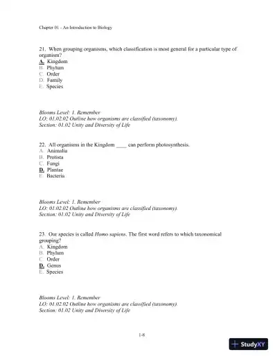 Test Bank For Biology, 3rd Edition - Page 9 preview image