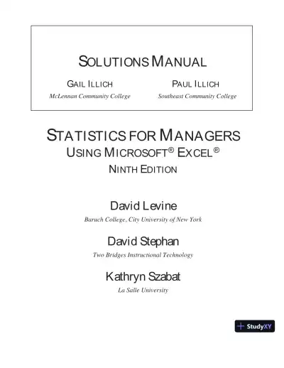 Solution Manual for Statistics for Managers Using Microsoft Excel, 9th Edition - Page 1 preview image