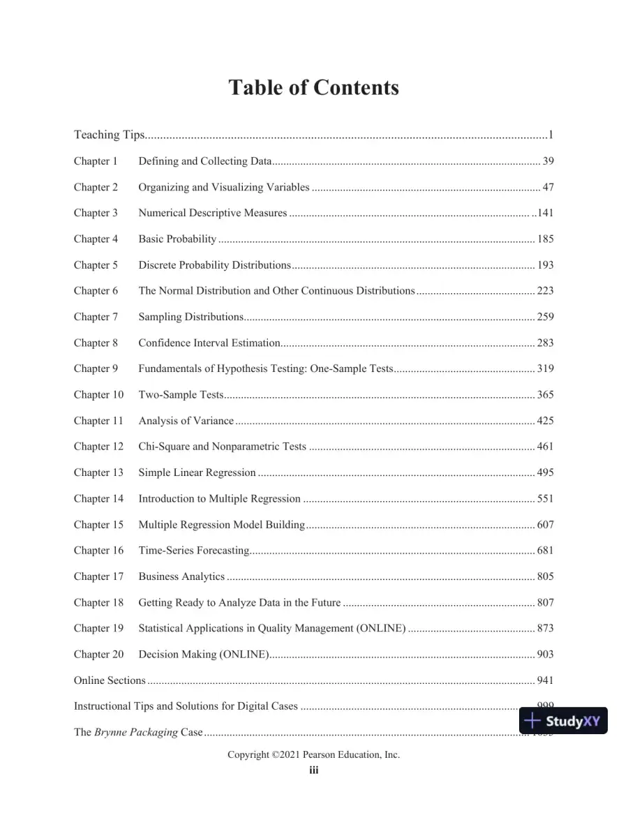 Solution Manual for Statistics for Managers Using Microsoft Excel, 9th Edition, page 3