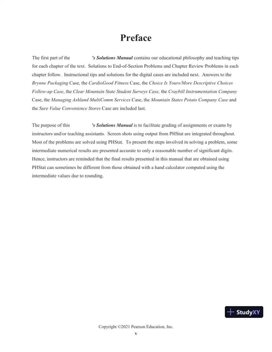 Solution Manual for Statistics for Managers Using Microsoft Excel, 9th Edition, page 5