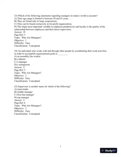 Test Bank For Management, 11th Edition - Page 6 preview image