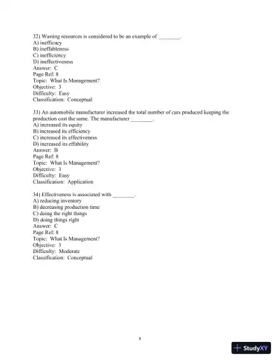 Test Bank For Management, 11th Edition - Page 9 preview image