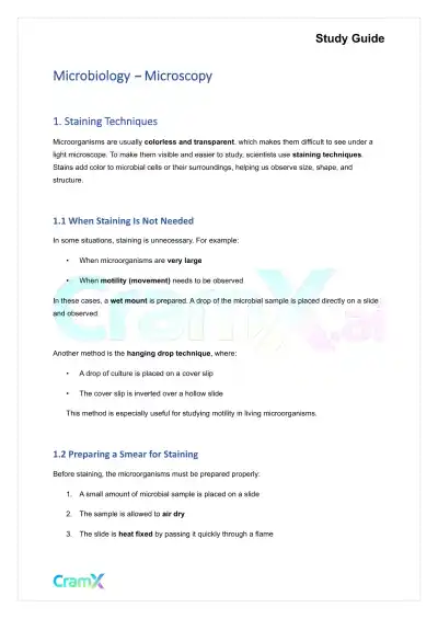 Microbiology - Microscopy - Page 1 preview image