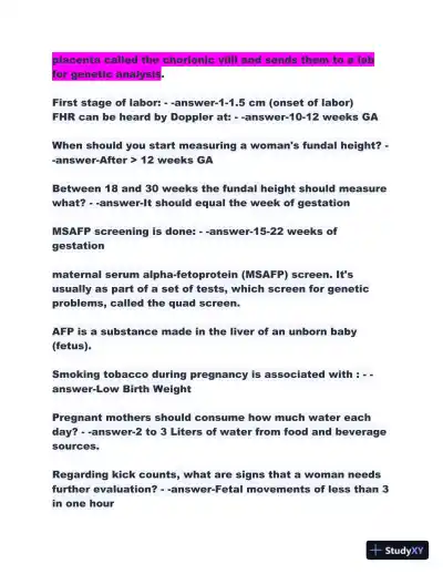 2023-2024 ATI Maternal Newborn Proctored Exam With Answers (207 Solved Questions) - Page 4 preview image