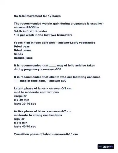 2023-2024 ATI Maternal Newborn Proctored Exam With Answers (207 Solved Questions) - Page 5 preview image