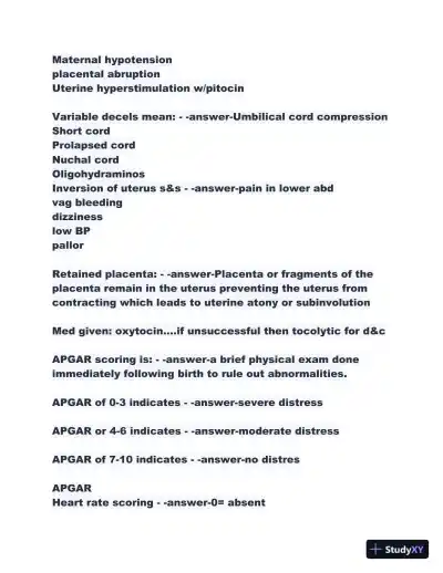 2023-2024 ATI Maternal Newborn Proctored Exam With Answers (207 Solved Questions) - Page 8 preview image