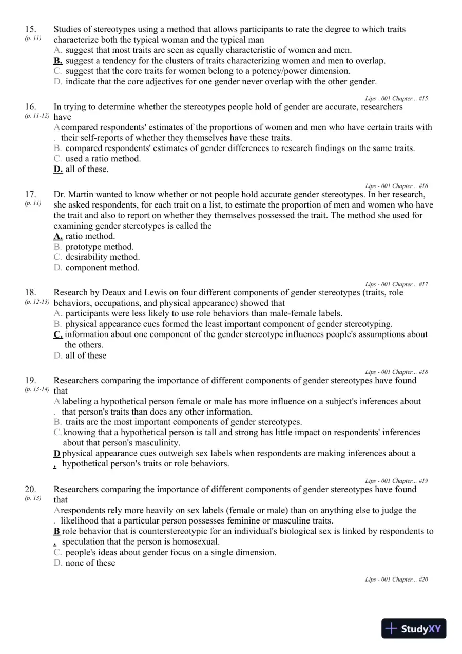 Sex and Gender 6th Edition Test Bank, page 14