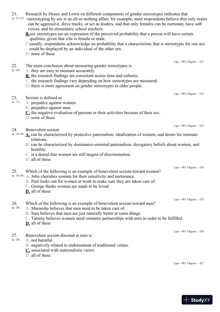Sex and Gender 6th Edition Test Bank, page 15