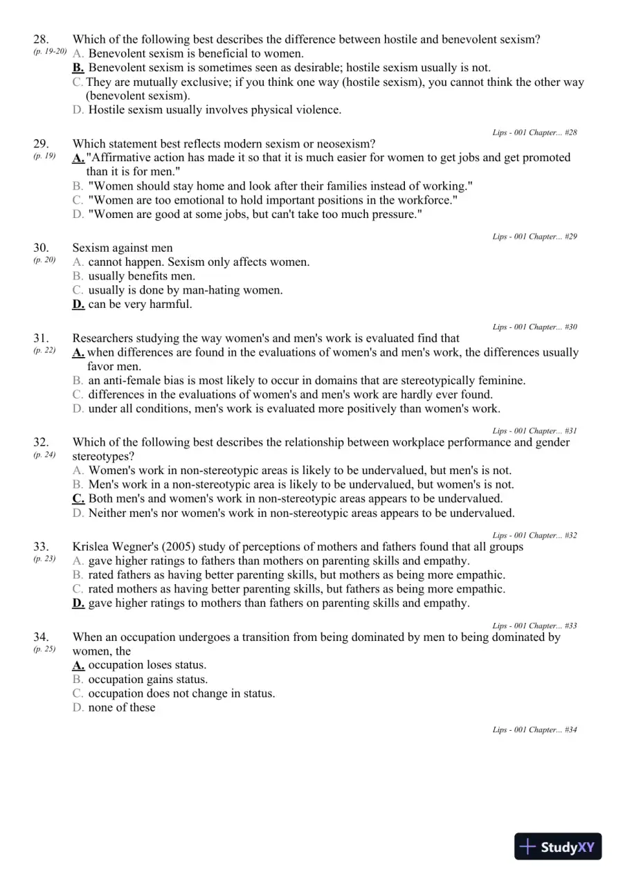 Sex and Gender 6th Edition Test Bank, page 16