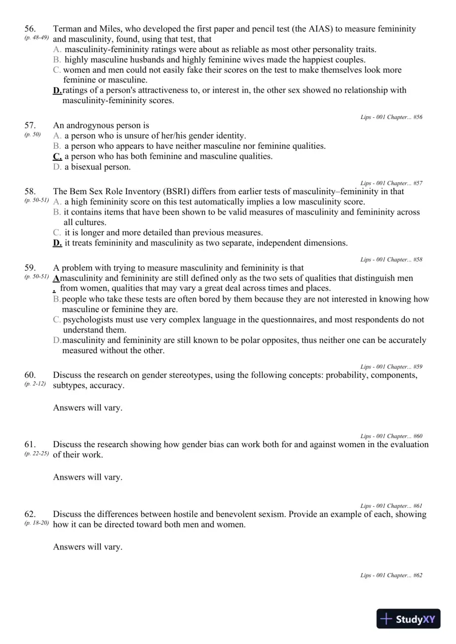 Sex and Gender 6th Edition Test Bank, page 20