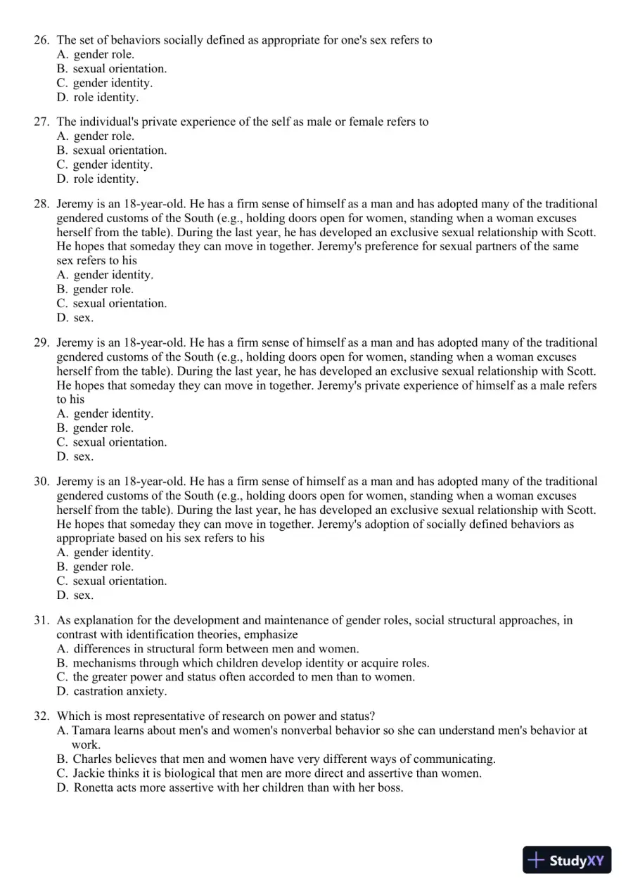 Sex and Gender 6th Edition Test Bank, page 26