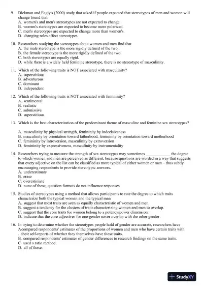 Sex and Gender 6th Edition Test Bank - Page 3 preview image