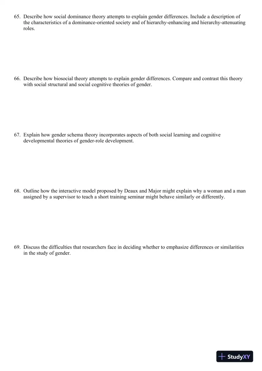 Sex and Gender 6th Edition Test Bank, page 31