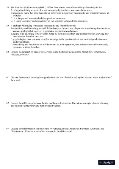 Sex and Gender 6th Edition Test Bank - Page 9 preview image