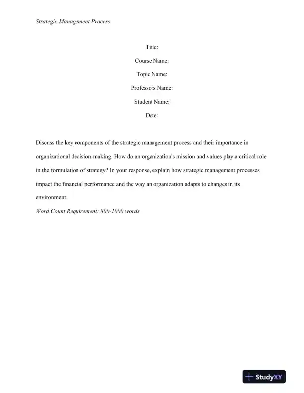 Strategic Management Process - Page 1 preview image