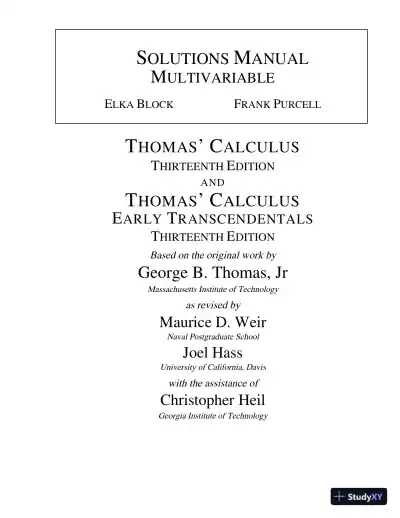 Solution Manual for Thomas Calculus, 13th Edition - Page 1 preview image