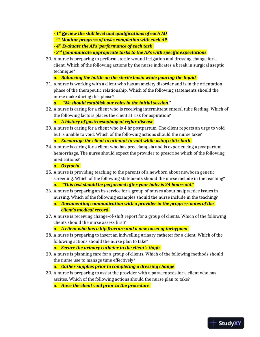 2019 ATI RN Practice Exam with Answers (60 Solved Questions), page 11