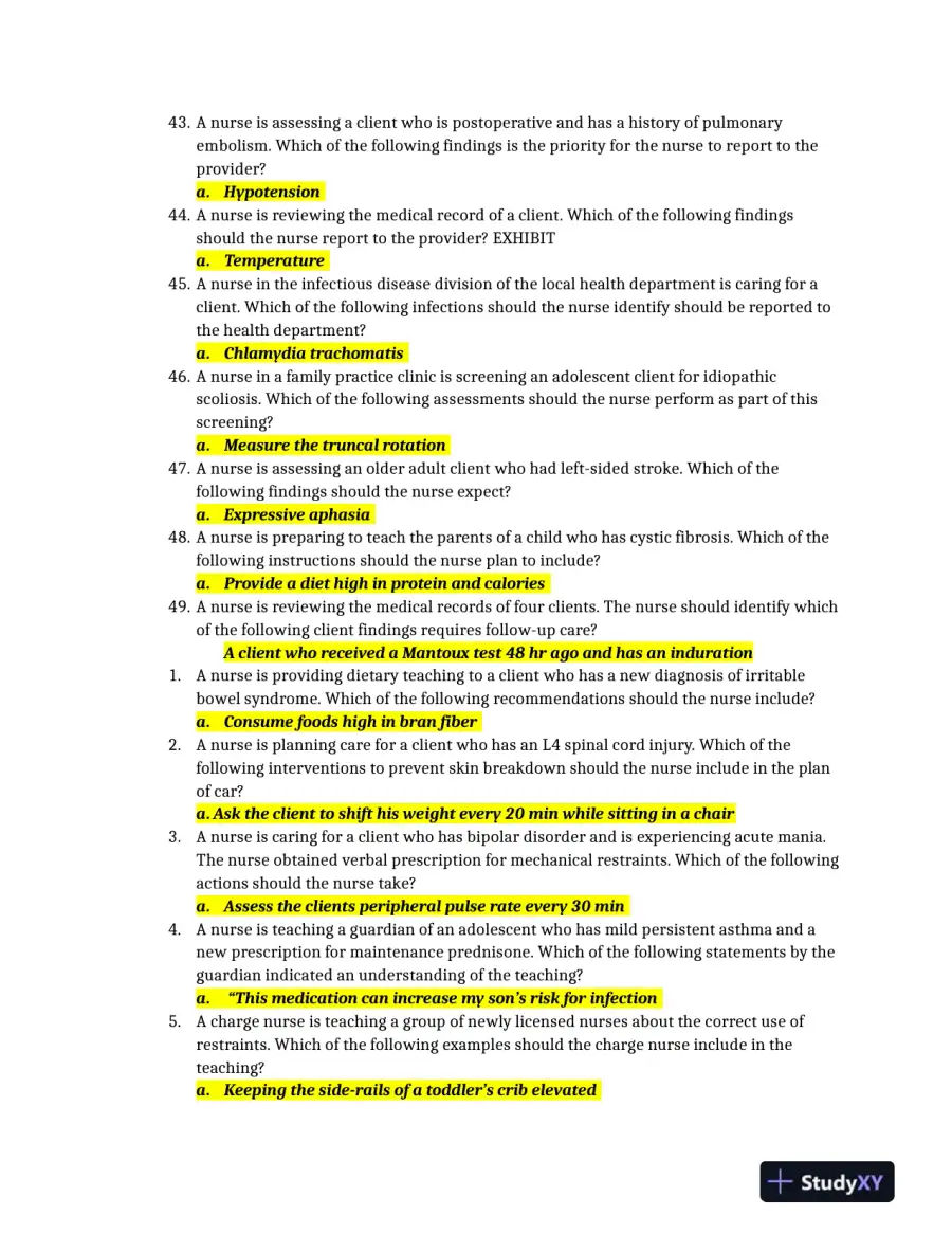 2019 ATI RN Practice Exam with Answers (60 Solved Questions), page 13