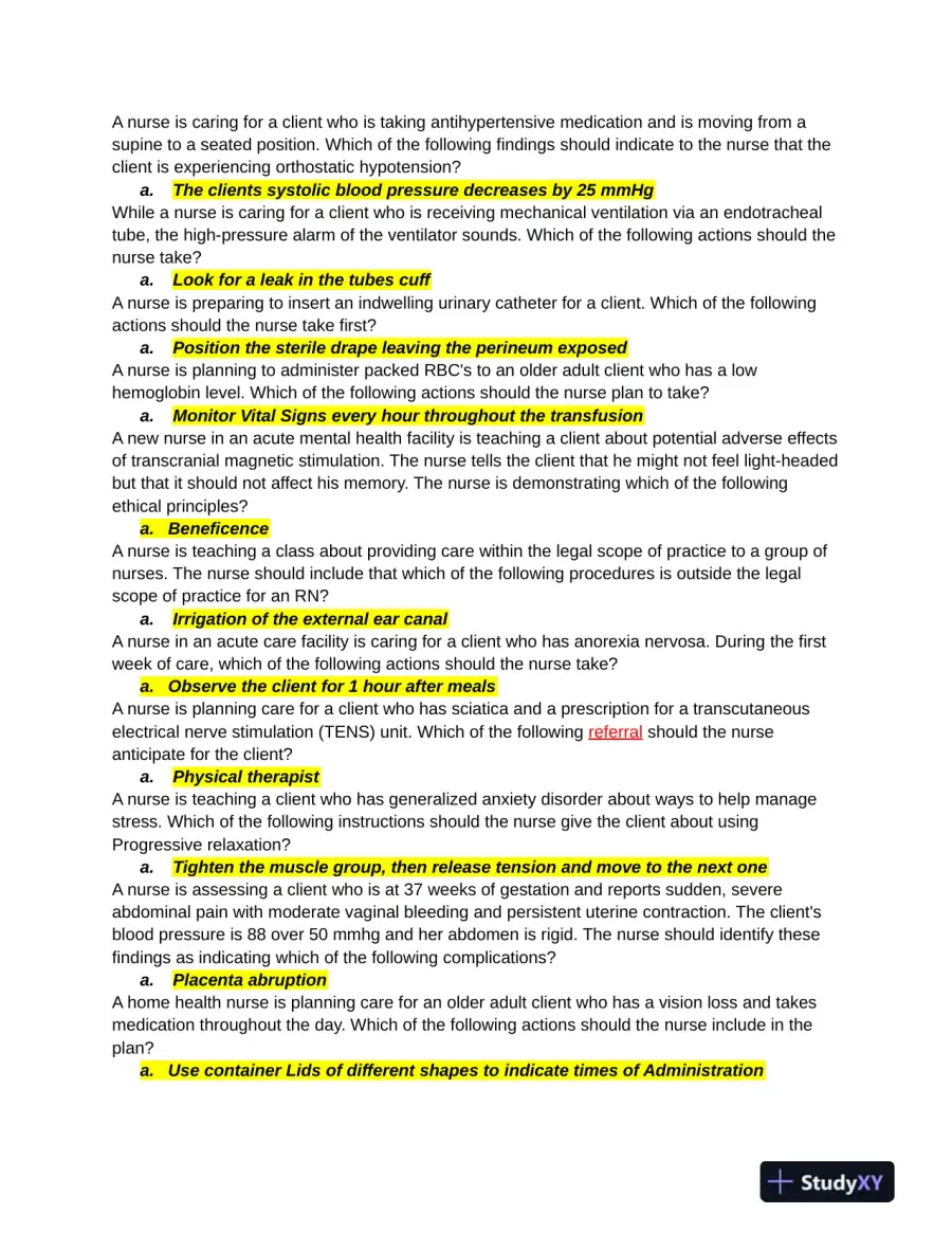 2019 ATI RN Practice Exam with Answers (60 Solved Questions), page 3