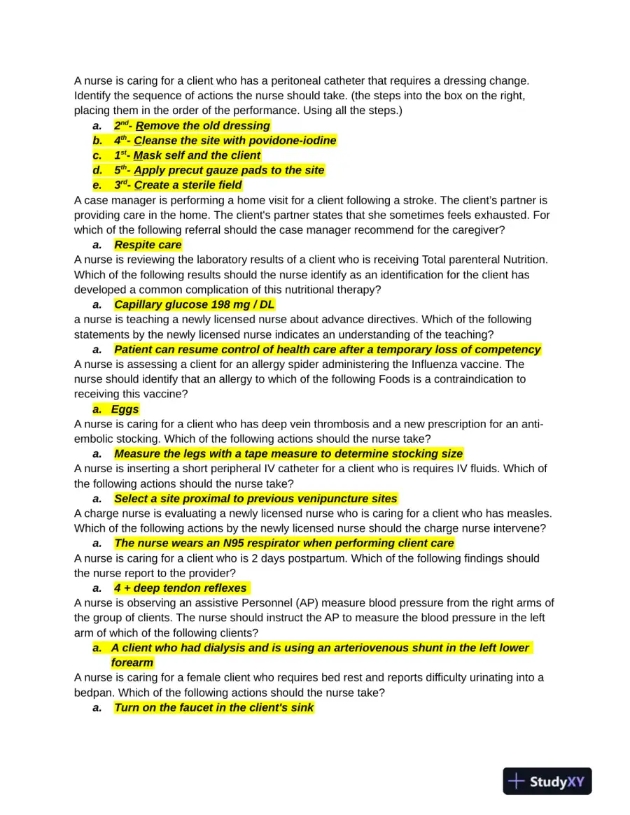 2019 ATI RN Practice Exam with Answers (60 Solved Questions), page 8