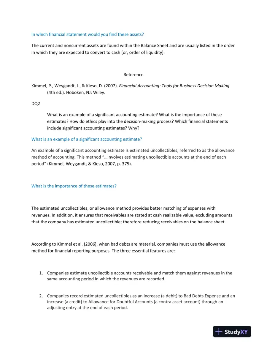 Understanding Key Financial Concepts: Assets, Estimates, Internal Controls, and Intangible Assets, page 3