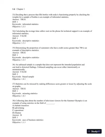 Test Bank for Business Statistics, 3rd Edition - Page 10 preview image