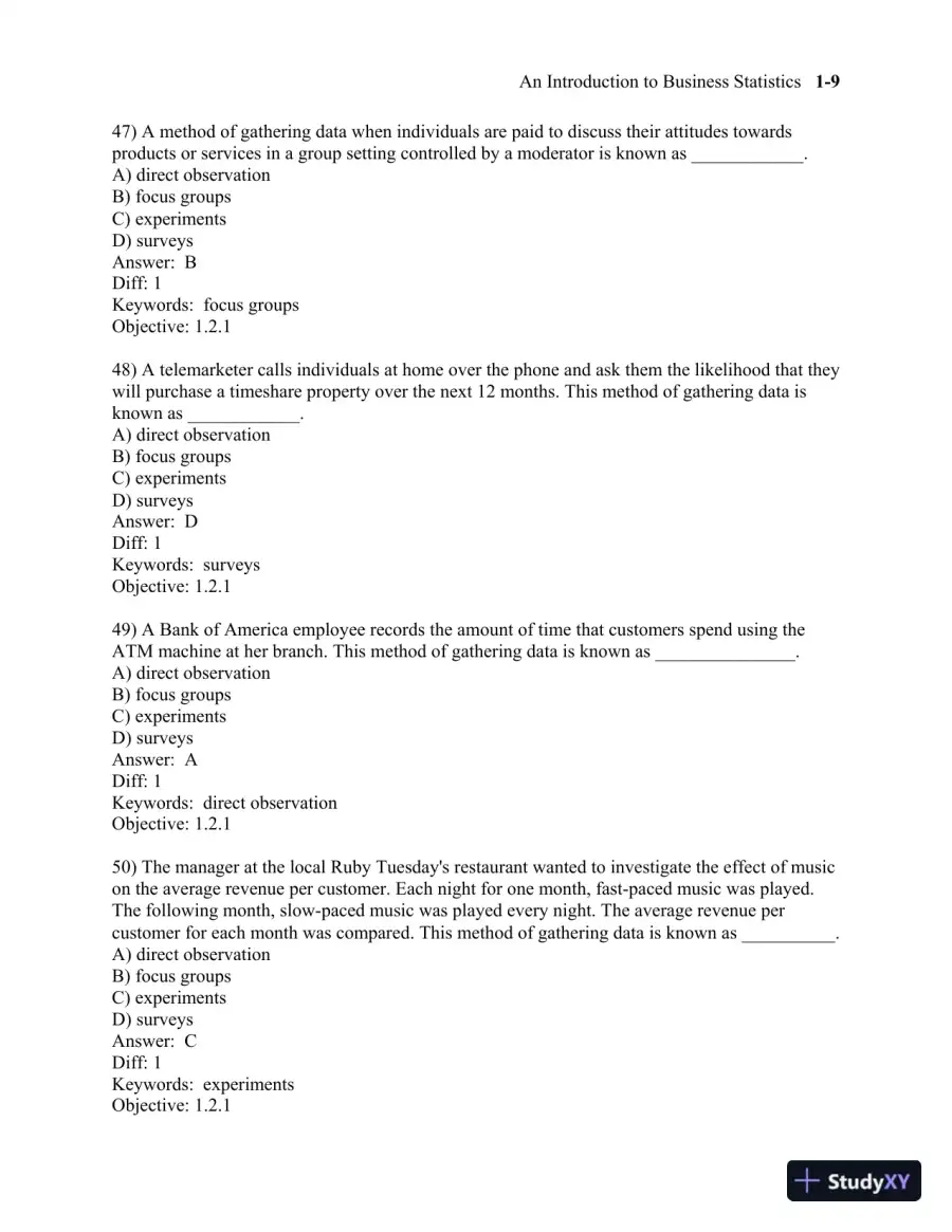 Test Bank for Business Statistics, 3rd Edition, page 13