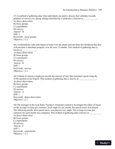Test Bank for Business Statistics, 3rd Edition - Page 13 preview image