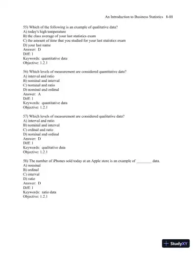 Test Bank for Business Statistics, 3rd Edition - Page 15 preview image