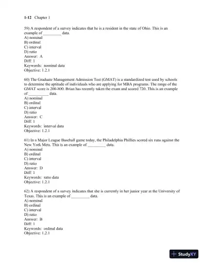 Test Bank for Business Statistics, 3rd Edition - Page 16 preview image