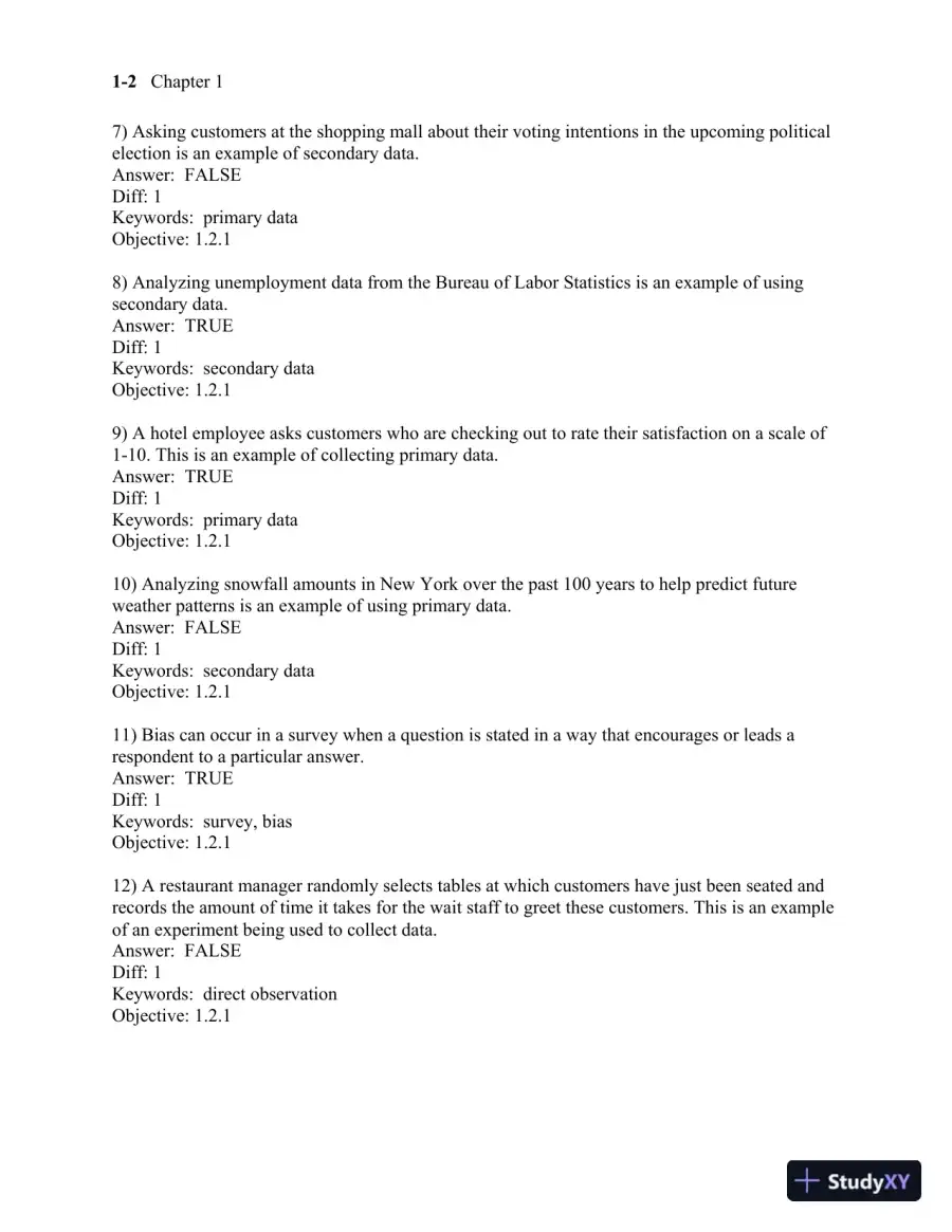 Test Bank for Business Statistics, 3rd Edition, page 6