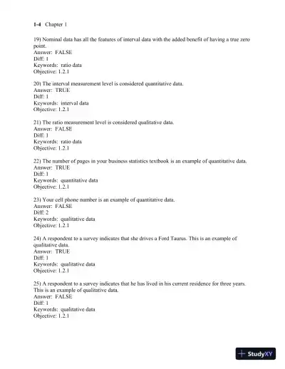 Test Bank for Business Statistics, 3rd Edition - Page 8 preview image