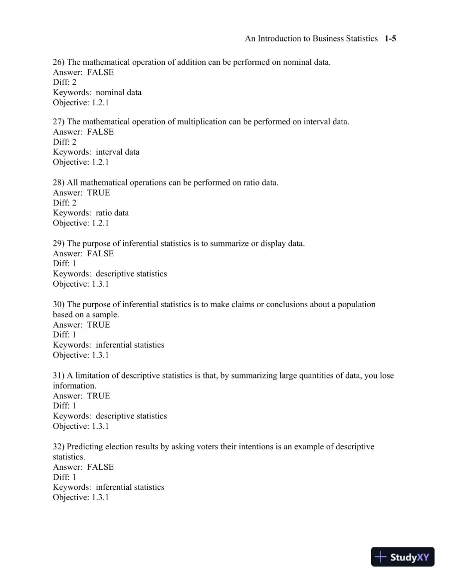Test Bank for Business Statistics, 3rd Edition, page 9