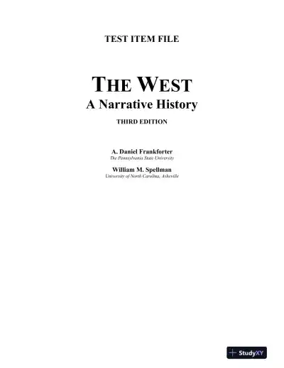 West,The: A Narrative History, Combined Volume, 3rd Edition Test Bank - Page 1 preview image