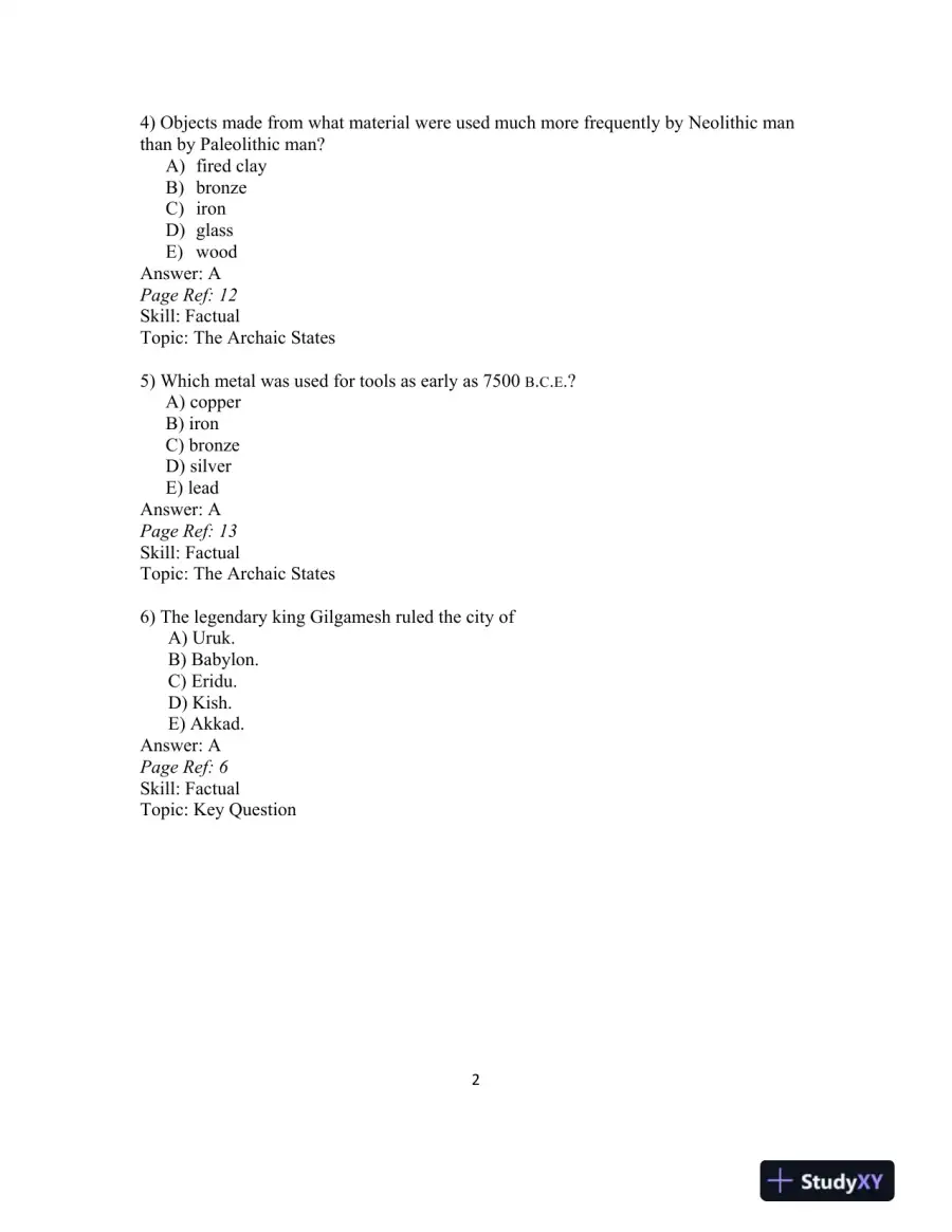 West,The: A Narrative History, Combined Volume, 3rd Edition Test Bank, page 6