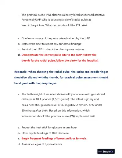 2022-2024 HESI PN Child Care Comprehensive Exit Exam With Answers (115 Solved Questions) - Page 3 preview image