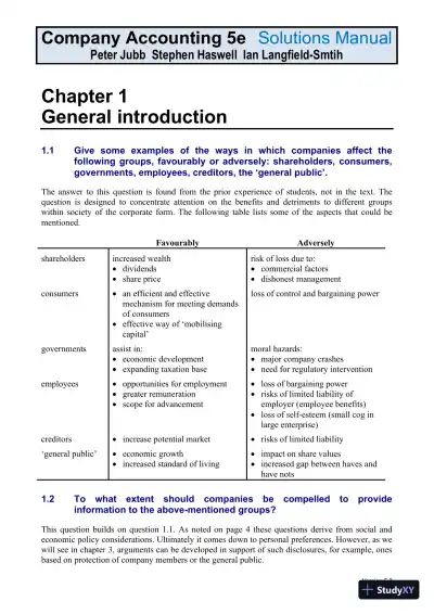 Company Accounting: Australia-New Zealand, 5th Edition Solution Manual - Page 1 preview image
