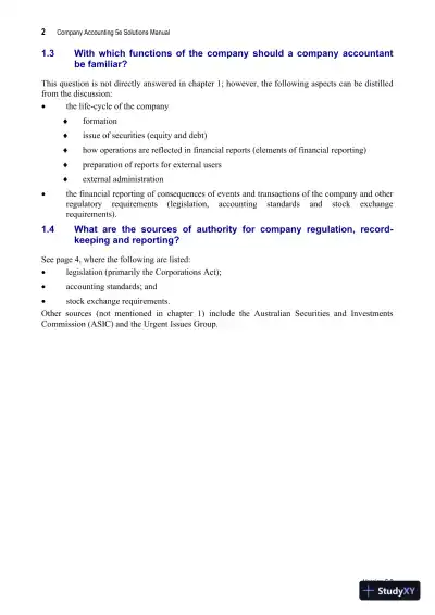Company Accounting: Australia-New Zealand, 5th Edition Solution Manual - Page 3 preview image