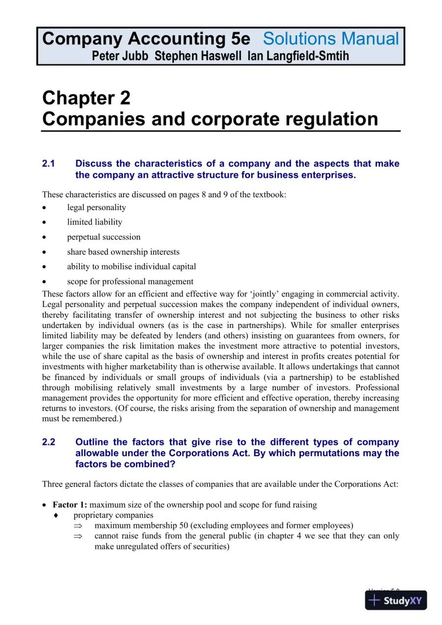 Company Accounting: Australia-New Zealand, 5th Edition Solution Manual, page 4
