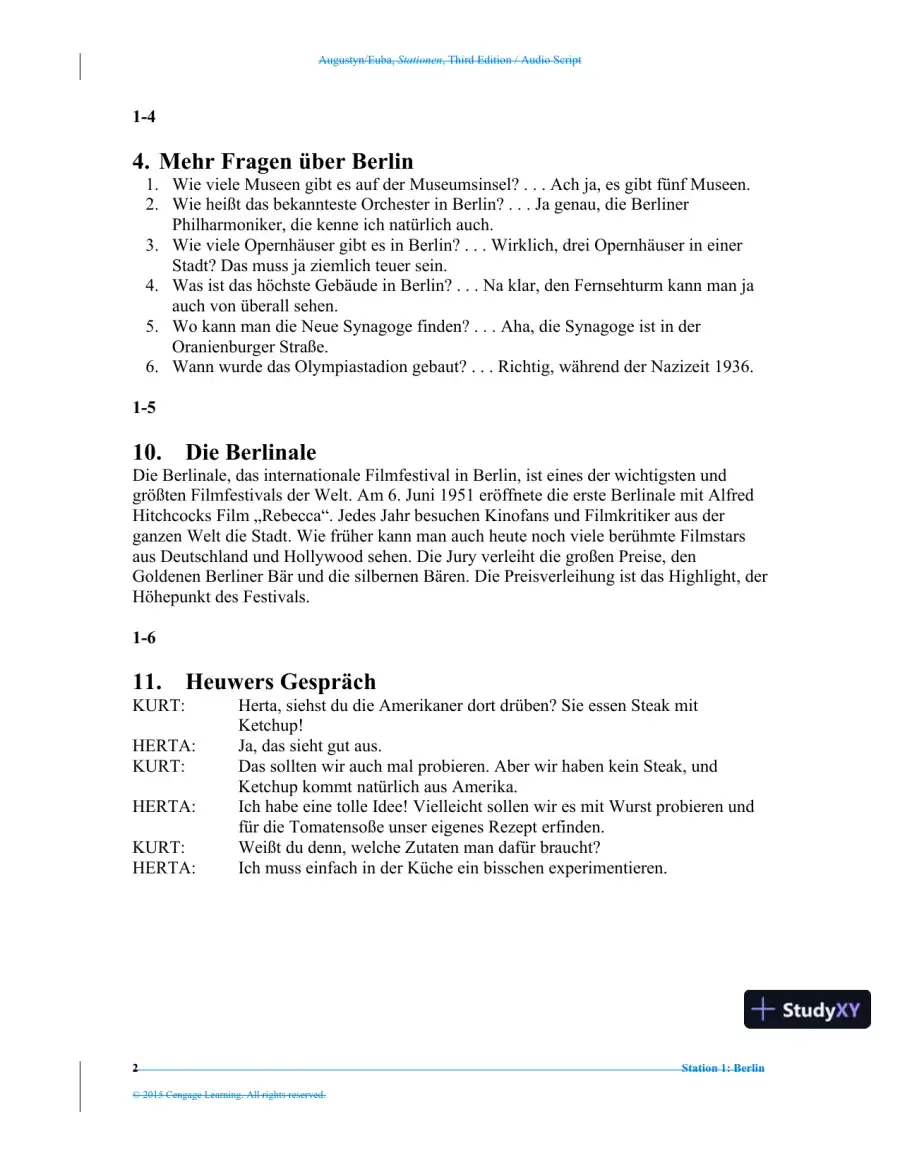 Stationen, 3rd Edition (World Languages) Solution Manual, page 3
