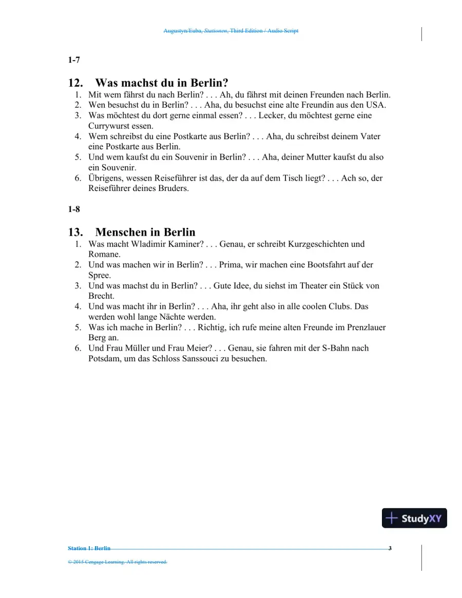 Stationen, 3rd Edition (World Languages) Solution Manual, page 4