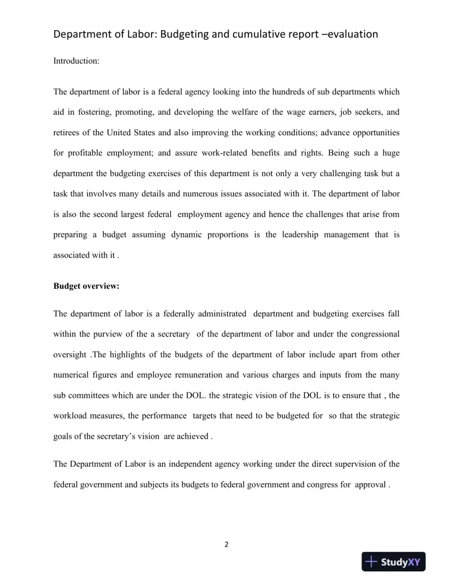 Budgeting Challenges and Strategic Planning in the U.S. Department of Labor, page 3