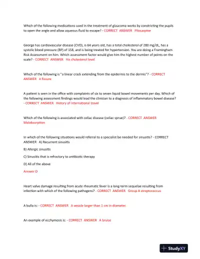 2023-2024 NR511 Pharmacology Mid Term Exam Final Exam With Answers (79 Solved Questions) - Page 3 preview image