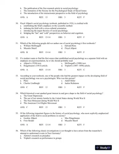 Social Psychology, 8th Edition Test Bank - Page 10 preview image