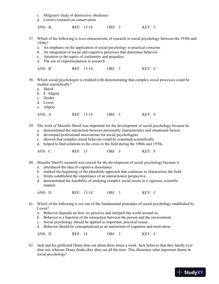 Social Psychology, 8th Edition Test Bank, page 11