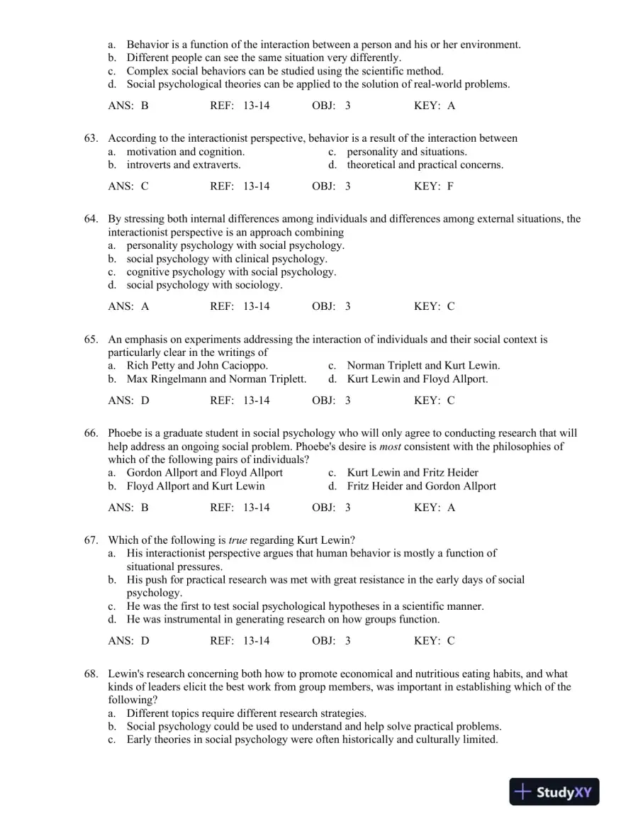 Social Psychology, 8th Edition Test Bank, page 12