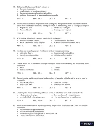 Social Psychology, 8th Edition Test Bank - Page 14 preview image