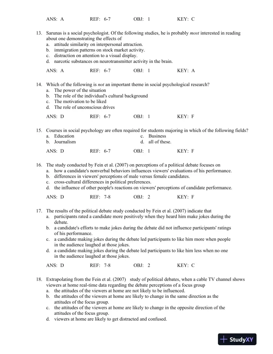 Social Psychology, 8th Edition Test Bank, page 4