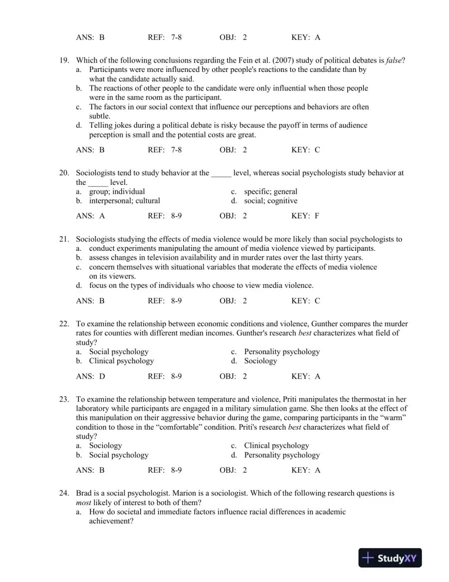 Social Psychology, 8th Edition Test Bank, page 5